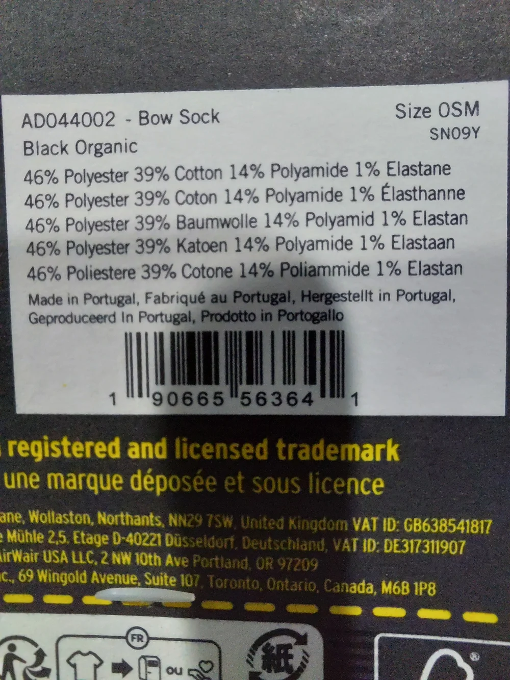 NWT Dr. Martens S/M Black Ankle Socks